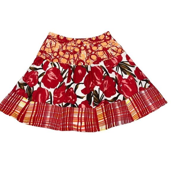 Peter Nygard Tulip Print Pleated Mini Skirt Size 6 - Picture 7 of 10
